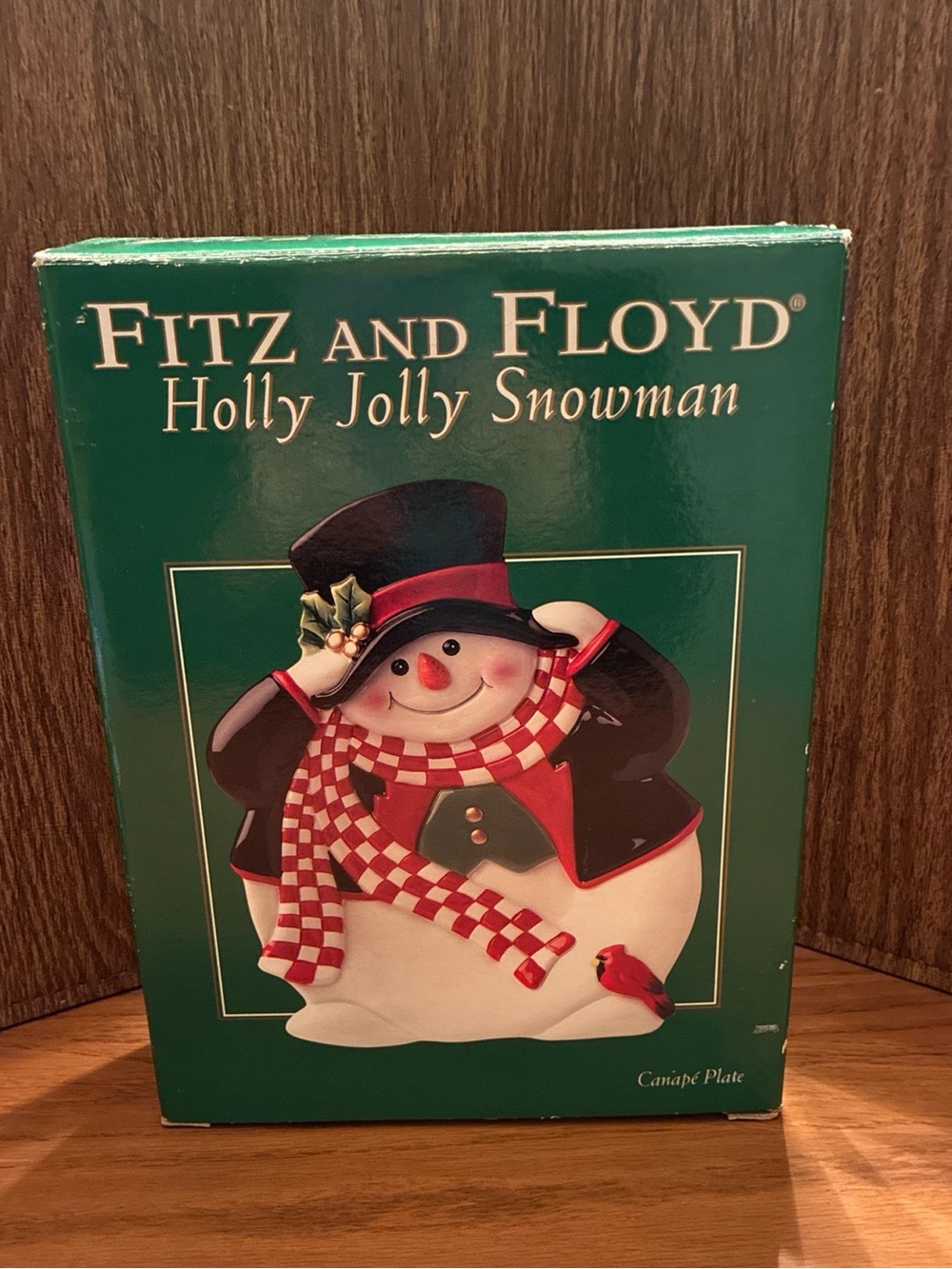 Fitz and Floyd Holly Jolly Snowman Canapé Plate - 2004